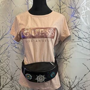 Black Embellished Waist Bag